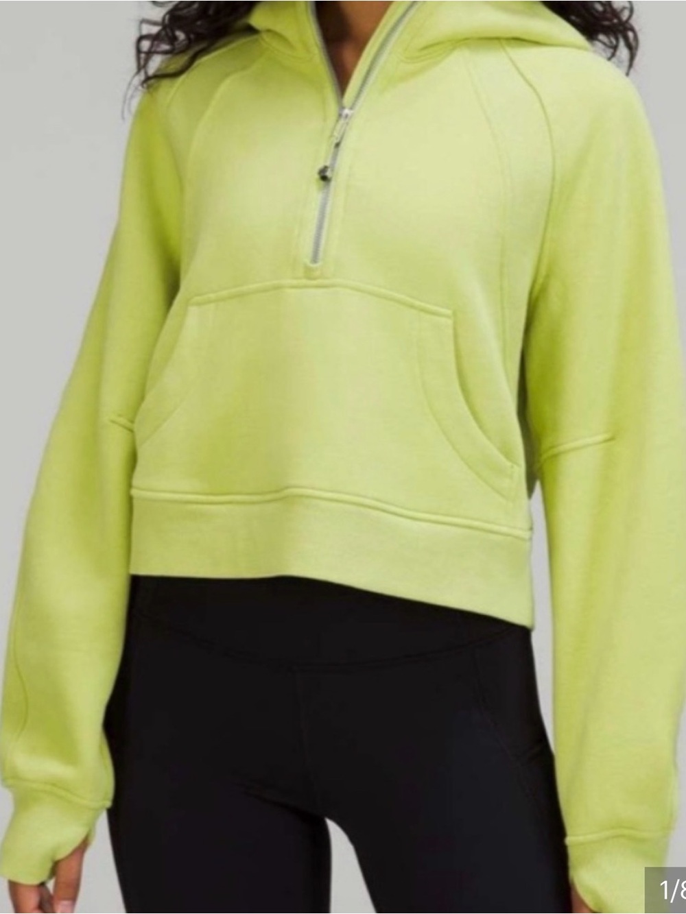 Lululemon Scuba Cropped Half-Zip Funnel Neck Sweatshirt in Lime XS/S